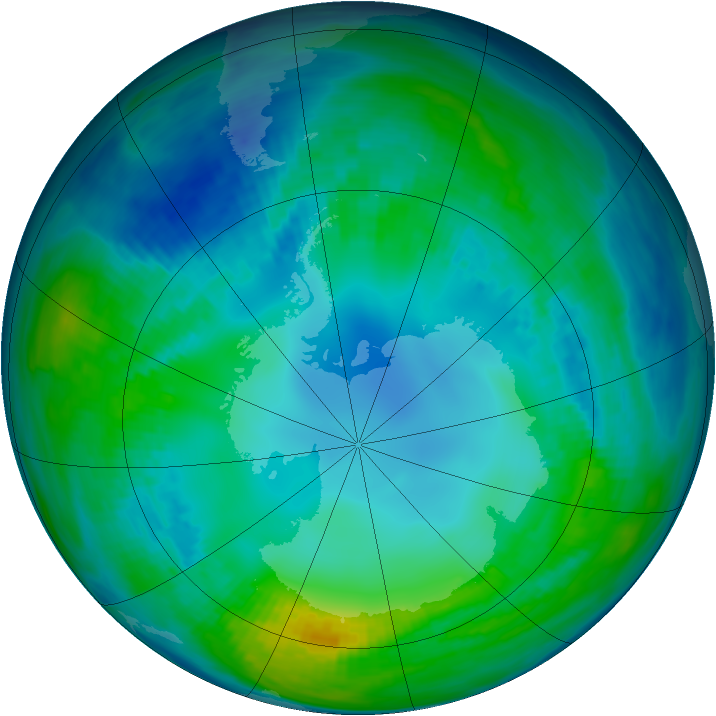 Antarctic ozone map for 08 May 1991